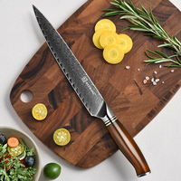 Couteau à découper en acier Damas personnalisé, couteau à viande professionnel, couteau à trancher tranchant avec manche en bois de rose, couteau de cuisine professionnel