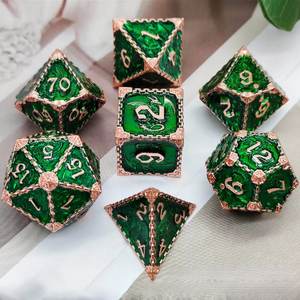 七件多面骰子套装锌合金闪光粉末金属骰子DND运行圆形骰子不锈钢可重复使用 - Product Image 4