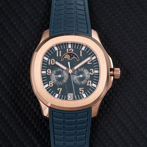 Montre mécanique multifonctionnelle de luxe pour homme, phase de lune, remontage automatique, bracelet en caoutchouc, mouvement ETA de haute qualité, acier inoxydable - Product Image 1