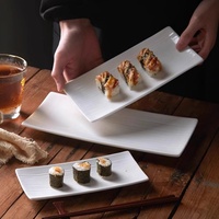 Assiette à sushi en céramique blanche moderne, créative, japonaise, occidentale, pour desserts, en-cas, longue assiette, jetable, vaisselle de table