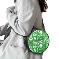 Sac à main rond pour femme en PU, personnalisé Iota Phi Lambda, design tendance avec lettres grecques, sac de week-end rond