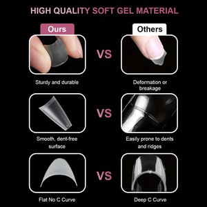 600 faux ongles mats en amande française, ultra-fins, en ABS, pour nail art, en boîte - Product Image 3