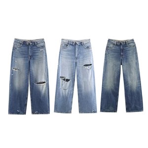 GX12067 Ropa de Moda para <span class=keywords><strong>Mujer</strong></span>, <span class=keywords><strong>Jeans</strong></span> Desgastados Estilo Urbano, Pantalones Vaqueros Casuales Retro con Rasgaduras - Product Image 5
