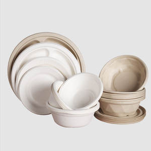 Assiettes jetables rondes en bagasse de canne à sucre biodégradables et non toxiques, taille personnalisée, avec logo OEM, pour camping et fêtes - Product Image 1