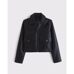 LEDUO Black Short Vintage Casual Breathable Windproof PU Leather <b>Utility</b> <b>Jacket</b> with Nylon Lining for <b>Women</b> Spring - Product Image 1