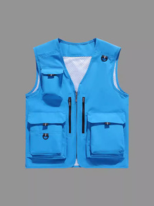 เสื้อกั๊กผู้ชายใหม่เสื้อทำงานลำลองแบบมีกระเป๋าหลายช่องพิมพ์โลโก้เสื้อกั๊กทำงานออกแบบได้ตามต้องการ - Product Image 4