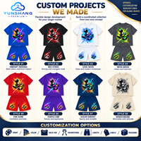 Ensemble deux pièces personnalisé pour homme : T-shirt tricoté à col montant en mélange de coton respirant avec imprimé joystick d'arcade et short à cordon de serrage pour l'été