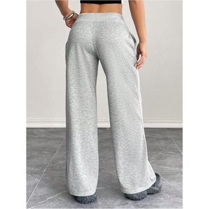 FOXA Pantalon de survêtement à jambes larges pour femme, avec cordon de serrage, élastique, longueur intégrale, couleur unie, pour entraînement sportif - Product Image 2