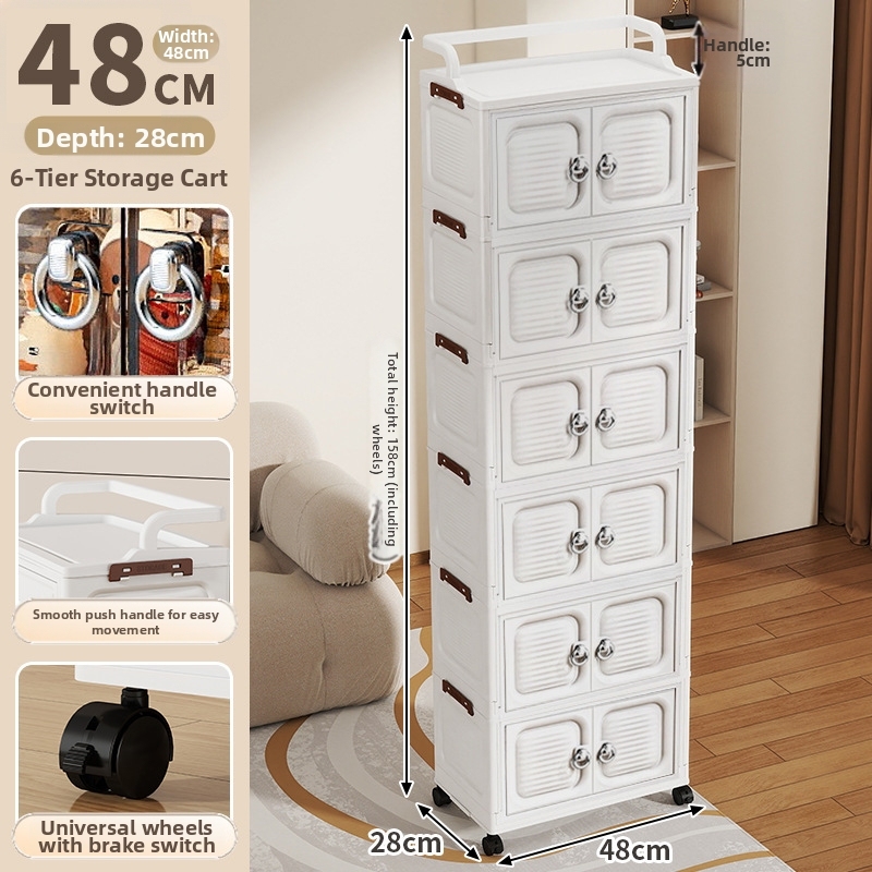 48cm round handle folding cart-solid white