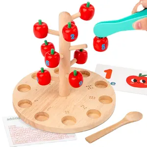 Giocattoli educativi in legno classici di alta qualità all'ingrosso creativi giochi di albero per la raccolta delle mele nuovo strumento di matematica per bambini - Product Image 1