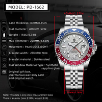 Nouvelle montre automatique pour homme PAGANI DESIGN 1662 avec cadran à motif météorite, GMT, marque haut de gamme, Reloj Hombre