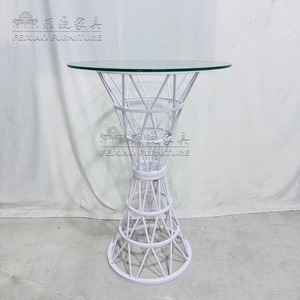 Outdoor Wedding Banquet Round Tempered Glass Top High <strong>Poseur</strong> <strong>Table</strong> White Stainless Steel Cocktail Bar <strong>Table</strong> - Product Image 4