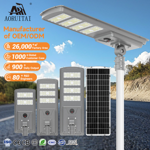 Lámpara de calle AORUITAI con sensor de radar de tiempo y luz exterior, 100W 150W 200W, todo en uno, integrada con energía <span class=keywords><strong>solar</strong></span> LED. - Product Image 1