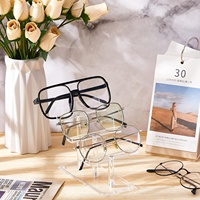 Présentoir de lunettes de soleil en acrylique 2 pièces, support de lunettes transparent avec 3 niveaux pour le stockage à la maison ou l'organisation de la boutique