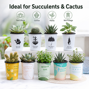 Pots à fleurs esthétiques minimalistes blancs en PP épaissi, écologiques, pour la maison et le jardin, petits pots décoratifs pour pépinière avec <span class=keywords><strong>trou</strong></span> de drainage - Product Image 5