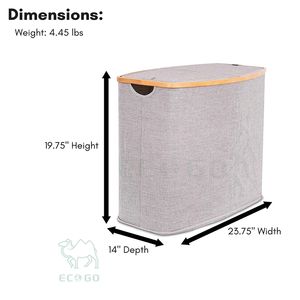 Panier à linge en tissu Oxford et bambou, pliable, avec poignées, pour chambre, salle de bain, dortoir - Product Image 6