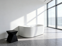 Baignoire carrée autoportante en acrylique moderne et contemporaine pour intérieur/extérieur, baignoire d'angle pour immersion