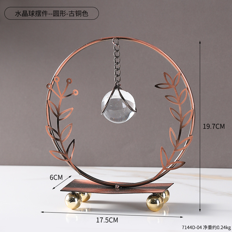 Ornement pendentif boule de cristal - rond - bronze