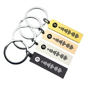 Metal Stainless Steel Spotify Key Chain Laser Engraved Scannable Cold Keychain