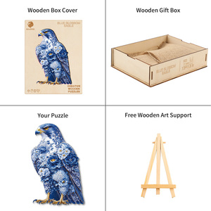 Rompecabezas de Madera Personalizado de 100/200 Piezas con Forma de Águila Floral Azul, Ajuste Perfecto, Resistente al Agua, Juguete DIY para Niños y Adultos - Product Image 3