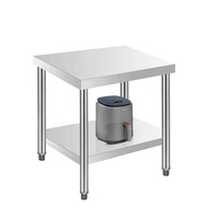 Table de préparation portable à deux niveaux en acier inoxydable 201, robuste et autonettoyante, pour cuisines commerciales et restaurants