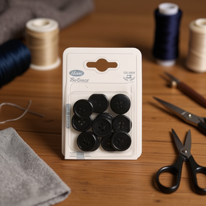 กระดุมสีดำ Ilan ขนาด 20 มม. แบบ 4 รู แพ็ค 12 ชิ้น สำหรับเย็บเสื้อผ้า - Product Image 2