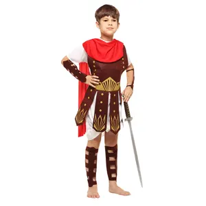 Carnival Party Masquerade Kids Halloween Gladiator Cosplay greco Spartan Knight Boy Ancient Roman Warrior Costume