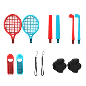 Bộ Phụ Kiện Trò Chơi Thể Thao Cho Nintendo Switch Bộ Vợt Tennis 12 Trong 1, Gậy Golf, Gậy Phát Sáng, Dây Đeo Chân