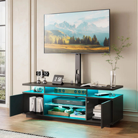 Soporte para TV con Estación de Carga y Luces LED RGB |   Mueble para TV de 75 Pulgadas para Dormitorio, Minimalista, Fácil de Montar