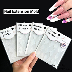 14 pièces/feuille, tampons en <span class=keywords><strong>silicone</strong></span> réutilisables pour la <span class=keywords><strong>manucure</strong></span>, autocollants pour moules à ongles et extensions de gel - Product Image 4
