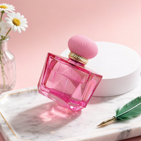 Flacons de parfum carrés vides de haute qualité, rose, 30 ml, 50 ml, 100 ml, avec bouchon pagode, flacons de parfum en verre personnalisés de luxe