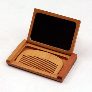 Peine de pelo de madera de sándalo o cereza plegable <span class=keywords><strong>con</strong></span> logotipo láser de alta calidad y espejo de <span class=keywords><strong>maquillaje</strong></span> - Product Image 2