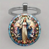 Nouvel Arrivage en Gros : Porte-clés en Métal Jésus Sainte Marie, Breloques Porte-Bonheur pour Sac, Pendentif Clé de Voiture, Porte-clés Métal Vintage de Bénédiction