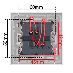 Interruptor de Pared Tipo 82 de 82x82mm, 2 Botones, Control Táctil, Interruptor LED Empotrado, Panel Negro, Blanco o Gris - Product Image 3