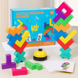 Wooden <b>Building</b> <b>Blocks</b> Battle Board 2 Players Stacking Toy Balance Tower Games for Kids - Product Image 2