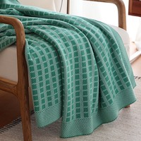 Plaid tricoté 100 % coton couleur unie style nordique moderne pour l'été, la climatisation, la décoration décontractée du canapé et l'utilisation en avion