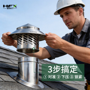 Stainless Steel Roof Vent Cover 75/80mm Umbrella Shape For Rooftop Chimney Exhaust Ventilation - Product Image 2
