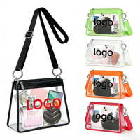Nouveau style sac bandoulière transparent en PVC avec fermeture éclair pour femme, approuvé pour les stades, sac de maquillage et de beauté, pochette de rangement