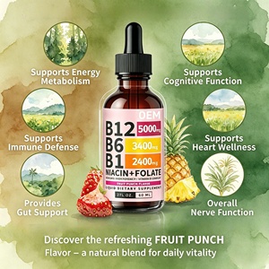 Gotas de Complejo Vitamínico <span class=keywords><strong>B</strong></span> Líquido, B12, B6, B1, Niacina, Folato, 5000mcg, Alta Potencia, Suplemento para Energía y Estado de Ánimo, Vegano, 60ml, OEM - Product Image 4