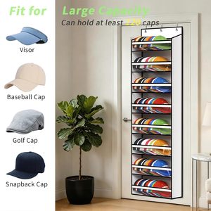 8 Tier Over The Door Hat Rack For Baseball Caps Holds Up To 120 Caps Large Capacity Hanging Storage Organizer <b>White</b> - Product Image 5