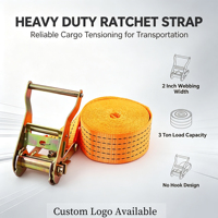 Sangle à cliquet sans crochet de 2 pouces à poignée courte, sangle de fixation coupe-vent de 3 tonnes pour camion et climatiseur extérieur