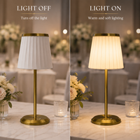 Lampe de table sans fil à LED rechargeable de luxe, style rétro classique, pour restaurant, mariage, avec abat-jour en tissu