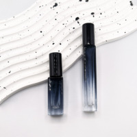 Flacon pulvérisateur de parfum en verre carré rechargeable, portable, 5ml, 10ml, 15ml, avec bouchon à vis, couleur bleue dégradée
