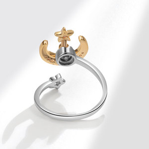 Anillo giratorio de luna y estrellas elegante, superventas transfronterizo, anillo de luna y estrellas para mujer, anillo abierto antiestrés y para aliviar la ansiedad - Product Image 4