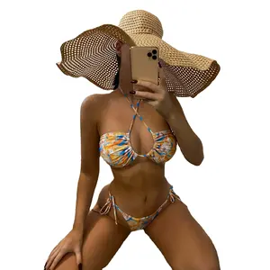 Conjuntos de sujetador breve tablero playa piscina aguas termales natación Tanga trajes Halter trajes de baño para mujer 2024 mujer traje de baño ropa de playa Bikini