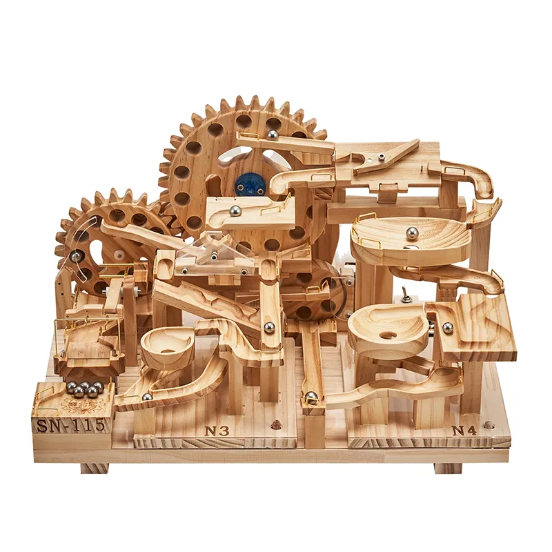 Blocs de construction en bois jouets et ensemble de jeu de construction, jeu de labyrinthe de piste de marbre jouets d'apprentissage