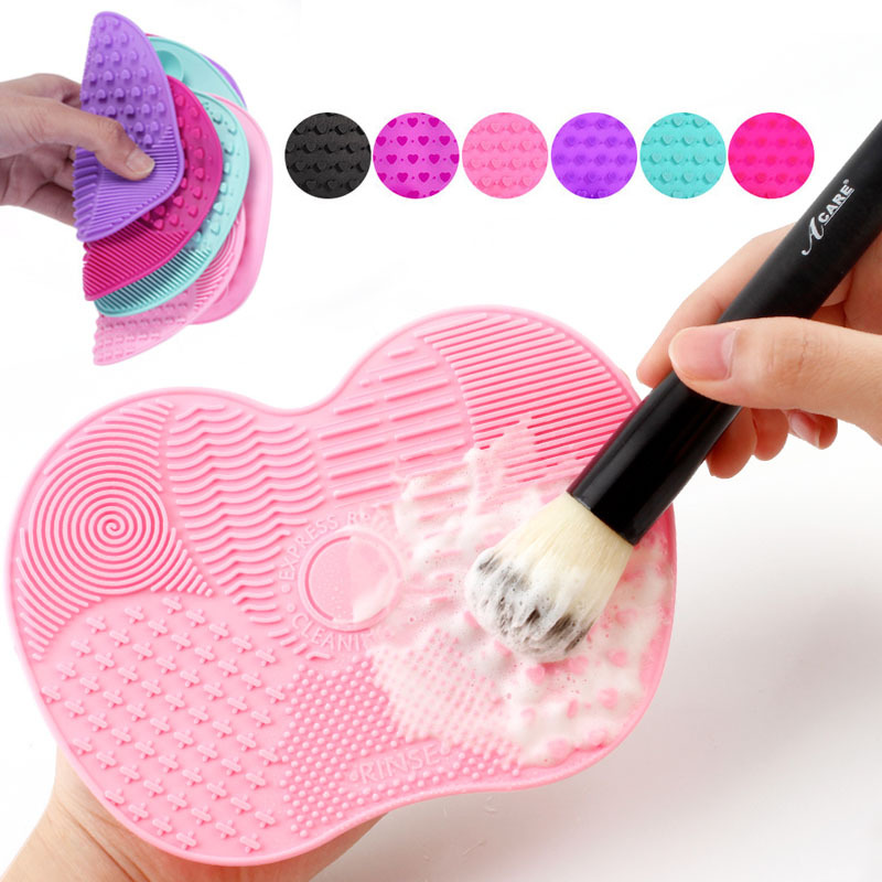 Pennello per trucco in silicone tappetino per la pulizia detergente per pennelli per trucco pennello cosmetico tappetino per la pulizia Scrubber con aspirazione C