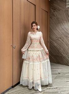 Vestido Largo Elegante Vintage para <span class=keywords><strong>Mujer</strong></span> Bettergirl, Diseño con Cinturón, Manga Larga, Casual, para Uso Diario, Primavera/Verano, Cuello Redondo, Malla - Product Image 2