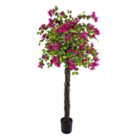 Fabrication de plantes artificielles, Bougainvillier artificiel de 200 cm avec fleurs épanouies dans un pot en ciment pour la décoration de bureau et de maison