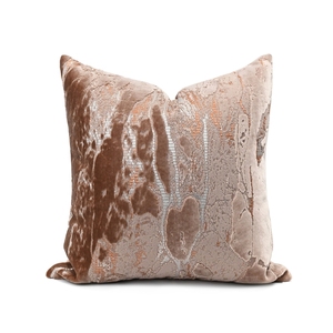 หมอนกำมะหยี่ทรงสี่เหลี่ยมสีชมพูอ่อนดีไซน์แม่น้ำภูเขาเย็บด้วยมือสำหรับโซฟาห้องนั่งเล่นของตกแต่งบ้าน - Product Image 2